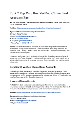 Buy Verified Chime Accounts Full Guide to Benefits, Risks ...