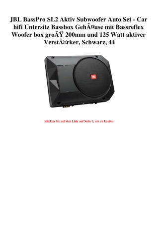 7159 JBL BassPro SL2 Aktiv Subwoofer Auto Set - Car hifi Untersitz Bassbox GehÃƒÂ¤use mit Bassreflex Woo