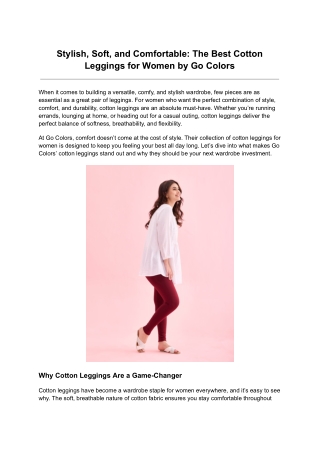 Stylish, Soft, and Comfortable_ The Best Cotton Leggings for Women by Go Colors