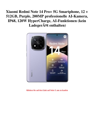 1539 Xiaomi Redmi Note 14 Pro  5G Smartphone  12   512GB  Purple  200MP professionelle AI-Kamera  IP68