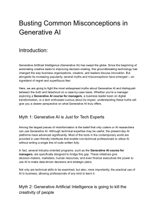 Busting Common Misconceptions in Generative AI