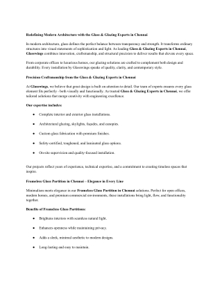 Glass & Glazing Experts in Chennai | Frameless Glass Partition in Chennai – Glas