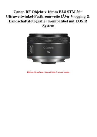 9209 Canon RF Objektiv 16mm F2.8 STM Ã¢Â€Â“ Ultraweitwinkel-Festbrennweite fÃƒÂ¼r Vlogging   Landschafts