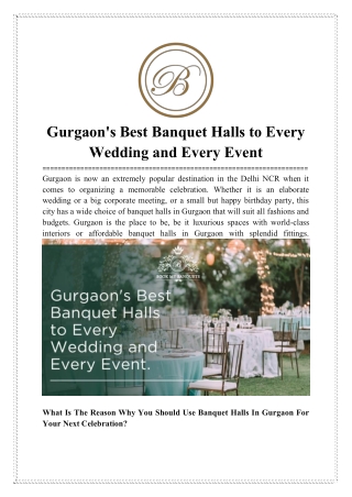 Gurgaon Best Banquet Halls to Every Wedding and Every Event