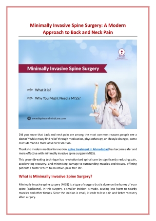 What is Minimally Invasive Spine Surgery & Why Should You Consider It?