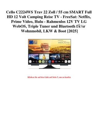 3714 Cello C2224WS Trav 22 Zoll   55 cm SMART Full HD 12 Volt Camping Reise TV - FreeSat  Netflix  Prime