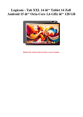 4112 Logicom - Tab XXL 14 Ã¢Â€Â“ Tablet 14 Zoll Android 15 Ã¢Â€Â“ Octa-Core 1 6 GHz Ã¢Â€Â“ 128 GB