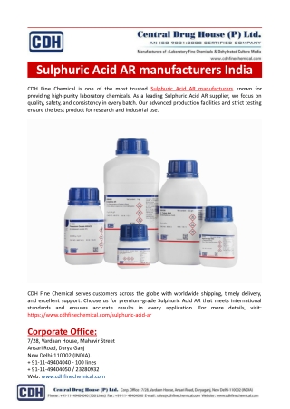Sulphuric Acid AR manufacturers