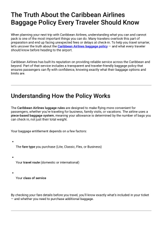 Truth About the Caribbean Airlines Baggage Policy Every Traveler Should Know