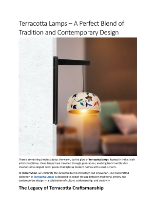 Terracotta Lamps – A Perfect Blend of Tradition and Contemporary Design