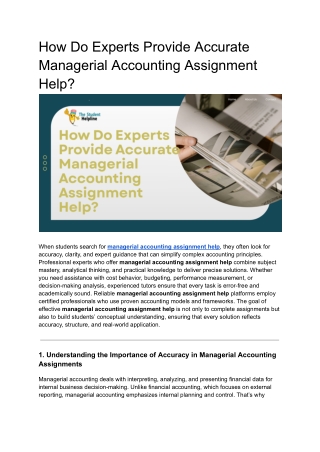 How Do Experts Provide Accurate Managerial Accounting Assignment Help