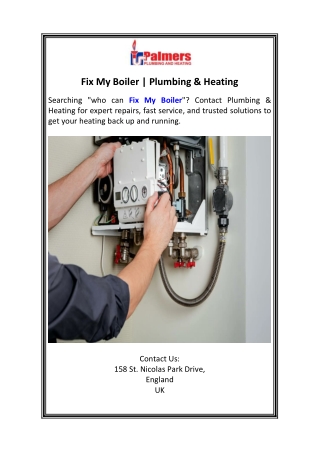 Fix My Boiler  Plumbing & Heating