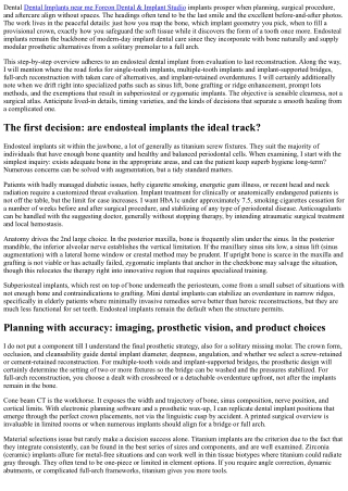 Endosteal Implant Surgical Treatment Step-by-Step: From Positioning to Healing