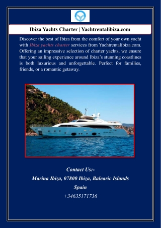 Ibiza Yachts Charter | Yachtrentalibiza.com