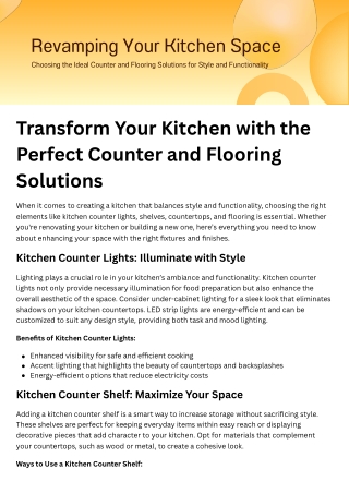 Transform Your Kitchen with the Perfect Counter and Flooring Solutions