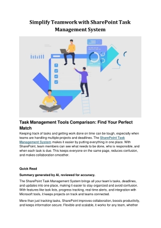 Simplify Teamwork with SharePoint Task Management System