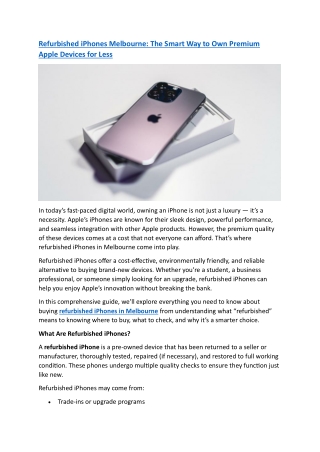 Refurbished iPhones Melbourne