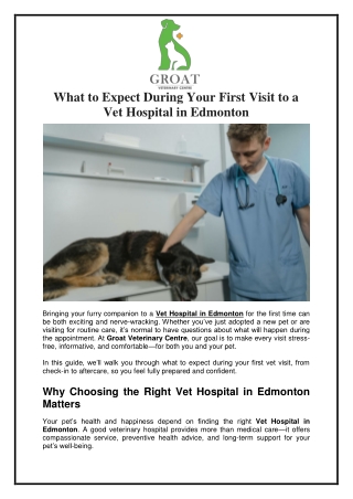 What to Expect During Your First Visit to a Vet Hospital in Edmonton