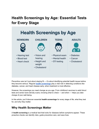 Health Screenings by Age: Essential Tests for Every Stage