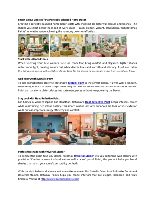 Smart Colour Choices for a Perfectly Balanced Home Decor