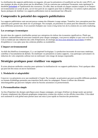 Des conseils pratiques pour réutiliser vos supports publicitaires en magasin.