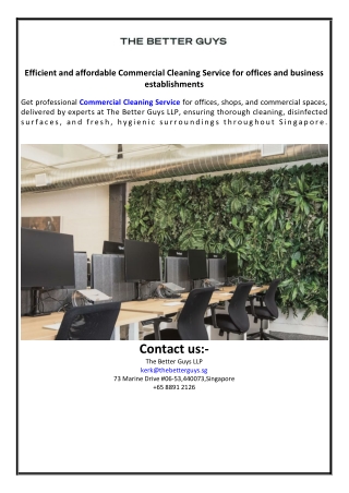 Efficient and affordable Commercial Cleaning Service for offices and business es