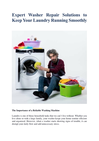 Expert Washer Repair Solutions to Keep Your Laundry Running Smoothly