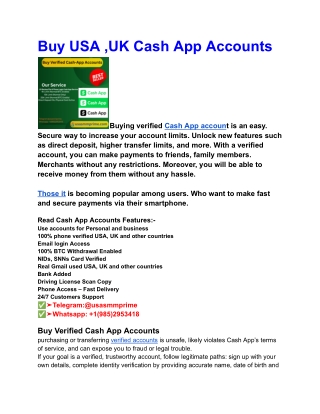 Buy USA ,UK Cash App Accounts