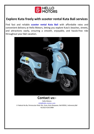 Explore Kuta freely with scooter rental Kuta Bali services