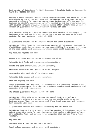 Best Version of QuickBooks for Small business 1(833)-654-8360