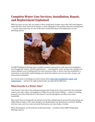 Complete Water Line Services Installation, Repair, and Replacement Explained