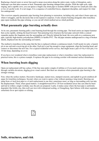 Pneumatic Pipe Bursting Demystified: A Step-by-Step Overview