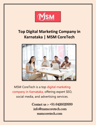 Top Digital Marketing Company in Karnataka | MSM CoreTech