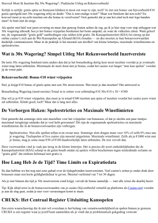 Hoeveel Moet Ik Inzetten Bij 30x Wagering? Ontdek de Feiten Achter de Bonusvoorw
