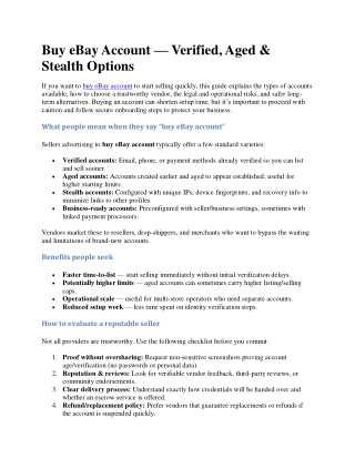 Buy eBay Account — Verified, Aged & Stealth Options