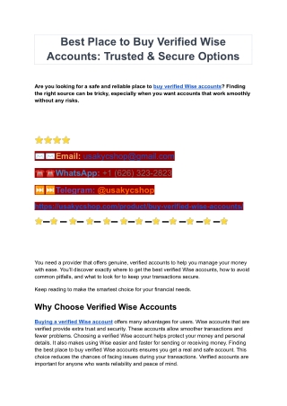 Buy Fully Verified Transfer wise Accounts In This Year