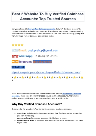 Buy Verified Coinbase Accounts - 100% USA, UK Documents