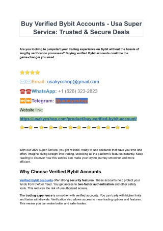 Buy Verified Bybit Accounts - Free International Money