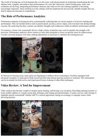 Boxing Performance Analytics and Video Review in Vancouver