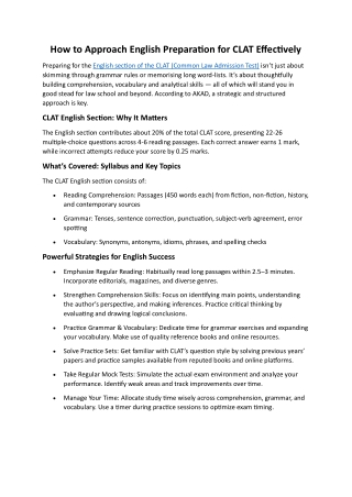 How to Approach English Preparation for CLAT Effectively