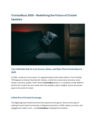 CrickexBuzz 2025 – Redefining the Future of Cricket Updates