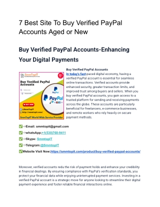 7 Best Site To Buy Verified PayPal Accounts Aged or New