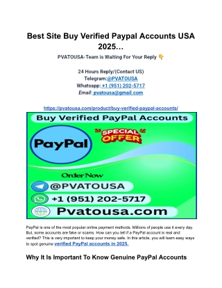 Best Site Buy Verified Paypal Accounts USA 2025…