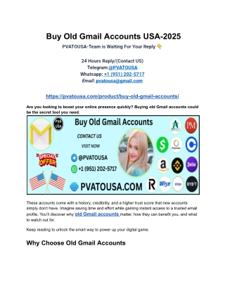 Buy Old Gmail Accounts USA-2025