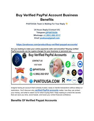 Buy Verified PayPal Account Business Benefits