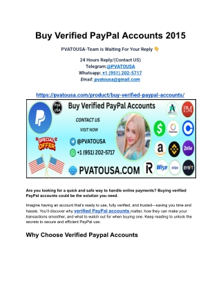Buy Verified PayPal Accounts 2015