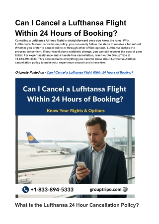 Can I Cancel a Lufthansa Flight Within 24 Hours of Booking_