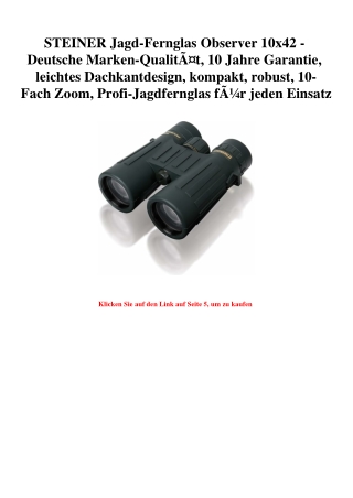 7175 STEINER Jagd-Fernglas Observer 10x42 - Deutsche Marken-QualitÃƒÂ¤t  10 Jahre Garantie  leichtes Dac