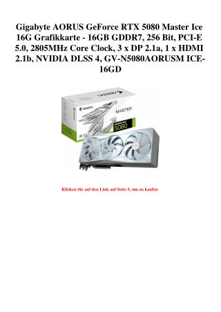 5945 Gigabyte AORUS GeForce RTX 5080 Master Ice 16G Grafikkarte - 16GB GDDR7  256 Bit  PCI-E 5.0  2805MH