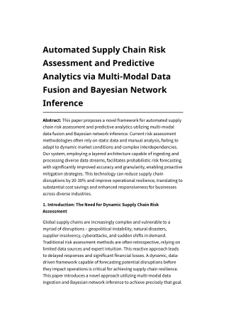 Automated Supply Chain Risk Assessment and Predictive Analytics via Multi-Modal Data Fusion and Bayesian Network Inferen